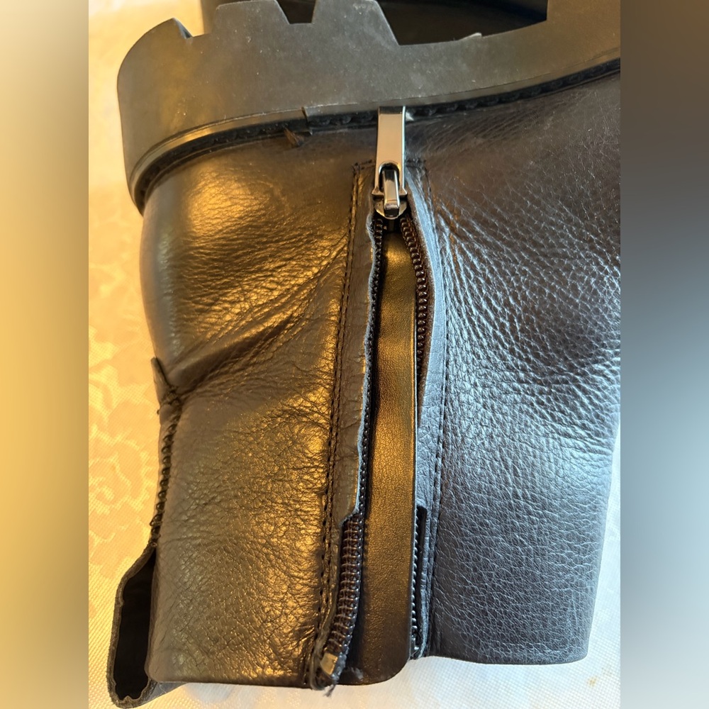 Franco Sarto Billie Black Leather Platform Ankle Boots - Picture 8 of 10